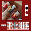 Sparkly medium-long square press-on nails with red and black flame butterfly wing patterns - Sparkling Contrast Abstract Style (BKS3093)