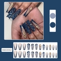 Faux ongles bleu et rose avec strass 3D et motifs floraux peints à la main papillon - BKS3062 Papillon Français Pailleté (BKS3062)