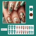 3D embossed butterfly and flower pattern press-on nails in long coffin shape - Dead Leaf Butterfly Style (BKS3163)