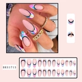 Französische Mandel-Nagelspitzen mit rosa Matt-Finish und abstrakten Farbmustern - Schillerndes Mattes Handgemalt (BKS1713)