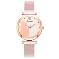 Elegant rose gold watch featuring a cat silhouette dial and magnetic mesh strap - Pink