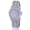 Orologio al quarzo unisex iced-out con cristalli scintillanti e cinturino argento - Argento