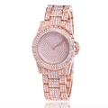 Orologio lussuoso in acciaio oro rosa con pavé completo di cristalli su lunetta e quadrante - Oro rosa