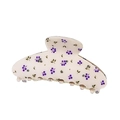 Elegant white hair claw clip with purple berry floral print and sparkling rhinestones - Large Claw Clip with Rhinestones (Purple Diamond 1) / Purple