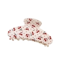 Pink hair claw clip featuring sweet cherry patterns and subtle rhinestone accents - Large Claw Clip with Rhinestones (Red Diamond 1) / Red