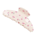 Cream hair claw clip featuring pink floral patterns and sparkling rhinestone accents - Large Claw Clip with Rhinestones (Pink Diamond 2) / Pink