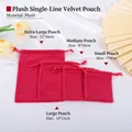 Red plush velvet drawstring jewelry pouches in four tiered sizes for gift packaging - Drawstring Style / 8*10cm / Rose Red