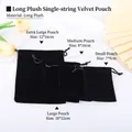 Set of 4 black plush velvet drawstring jewelry pouches in multiple sizes for storage - Drawstring Style / 8*10cm / Black