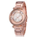 Fashion rose gold women's watch with rhinestone dial and stylish metal strap - White