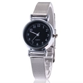 Women's quartz watch with silver mesh band and black dial with Arabic numerals - Black Dial