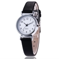 Minimalist quartz women's watch with white dial, black numerals, and black leather strap - Black Strap White Dial
