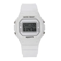 Montre de sport numérique étanche avec écran LED lumineux et bracelet en silicone blanc - Blanc