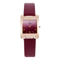 Orologio al quarzo da donna con cinturino in pelle bordeaux e quadrante rosa sfumato - Borgogna
