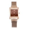 Elegante quadratische Damenuhr in Roségold mit braunem Zifferblatt und Magnetband - Roségold