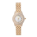 Luxury gold women's watch with full diamond-set steel band and quartz movement - Gold