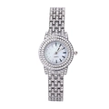 Luxury women's quartz watch with silver steel band and full rhinestone embellishments - Silver