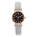Elegant ladies quartz watch featuring a starry sky dial and grey leather strap - Gray