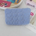 Detalle de neceser de rayas azules con acolchado de corazón y asa de cuerda rosa - Corazón de Rayas Crepé Azul