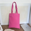 Detail view of the rose pink canvas tote bag with thick material and sturdy shoulder straps - Rose Red (8oz)