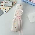 Floral makeup brush roll-up bag with pink ribbon tie and vintage cotton flower pattern - Little Floral