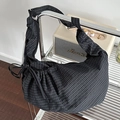 Sac hobo en toile à carreaux noir et blanc avec cordon latéral et grande capacité - Carreaux Marine