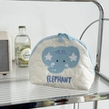 Trousse de maquillage matelassée blanche avec broderie éléphant et double zip ours - Éléphant