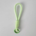 Detail of avocado green woven lanyard with durable metal spring ring for accessories - Green Lanyard