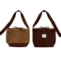 Brown suede and faux shearling crossbody bag with embroidery and drawstring closure - Plush Suede Patchwork (CREME) / Brown Patchwork Style