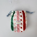Pochette rembourrée pour appareil photo avec rayures, pois et cordon de serrage bleu - Rayures et Points Colorés
