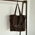 Große Shopper-Tasche mit Leopardenmuster und inspirierendem Spruch auf robustem Canvas - Cord Splicing Großer Leopardenprint Doppelseitige Umhängetasche (love)