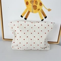 Cute striped heart makeup bag in white knitted fabric with May Rabbit woven label - Makeup Bag