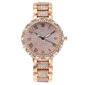 Elegant rose gold rhinestone watch with roman numerals and crystal paved steel strap - Rose Gold
