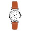 Montre à quartz classique avec bracelet cuir marron, boîtier argenté et cadran blanc épuré - Bracelet Brun Cadran Blanc