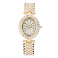 Elegant gold diamond-encrusted women's watch with floral petal dial and steel strap - Gold