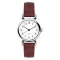 Montre à quartz pour femme avec cadran blanc et bracelet en cuir texturé rouge foncé - Bracelet Rouge Cadran Blanc