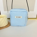 Mini blaue quadratische Waffel-Aufbewahrungstasche mit Reißverschluss für Damen - Blau
