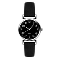 Montre à quartz minimaliste pour femme avec cadran noir et boîtier argenté sur fond blanc - Noir