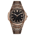 Detailed relief carving on rose gold stainless steel men's watch with black dial - Rose Gold Case Black Dial