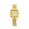 Elegant gold square watch for women with rhinestone-studded strap and minimal dial - Gold