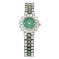 Orologio da donna al quarzo con quadrante verde e ghiera scintillante di strass a girasole - Argento Quadrante Verde