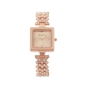 Elegant rose gold square face watch for women with sparkling crystal paved bracelet - Rose Gold