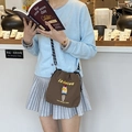 Brown nylon embroidered crossbody bag with ice cream pattern and polka dot strap - Ice Cream (Brown)