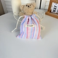 Pochette de rangement à rayures roses et bleues avec étiquette May Rabbit - Rayures Rose et Violet