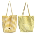 Sac fourre-tout en toile à rayures jaunes et imprimé dessin animé pour le shopping - Imprimé Chiot à Rayures - Jaune