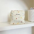 Mini-Stoff-Geldbörse mit Blumenmuster, gelbem Reißverschluss und Baumwolldesign - Kleines Blumenmuster