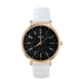 Orologio da uomo in silicone con quadrante nero stellato e cassa oro rosa su sfondo bianco - Bianco
