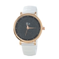 Starry sky dial watch with white silicone strap and rose gold metal casing by Tadi - White