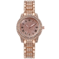 Luxury rose gold women's watch with crystals and Roman numerals on dial - Rose Gold