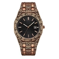 Luxury rose gold carved steel watch for men with black textured dial and date display - Rose Gold Case Black Dial