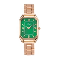 Reloj de cuarzo para mujer en oro rosa con esfera verde esmeralda y correa de eslabones - Verde
